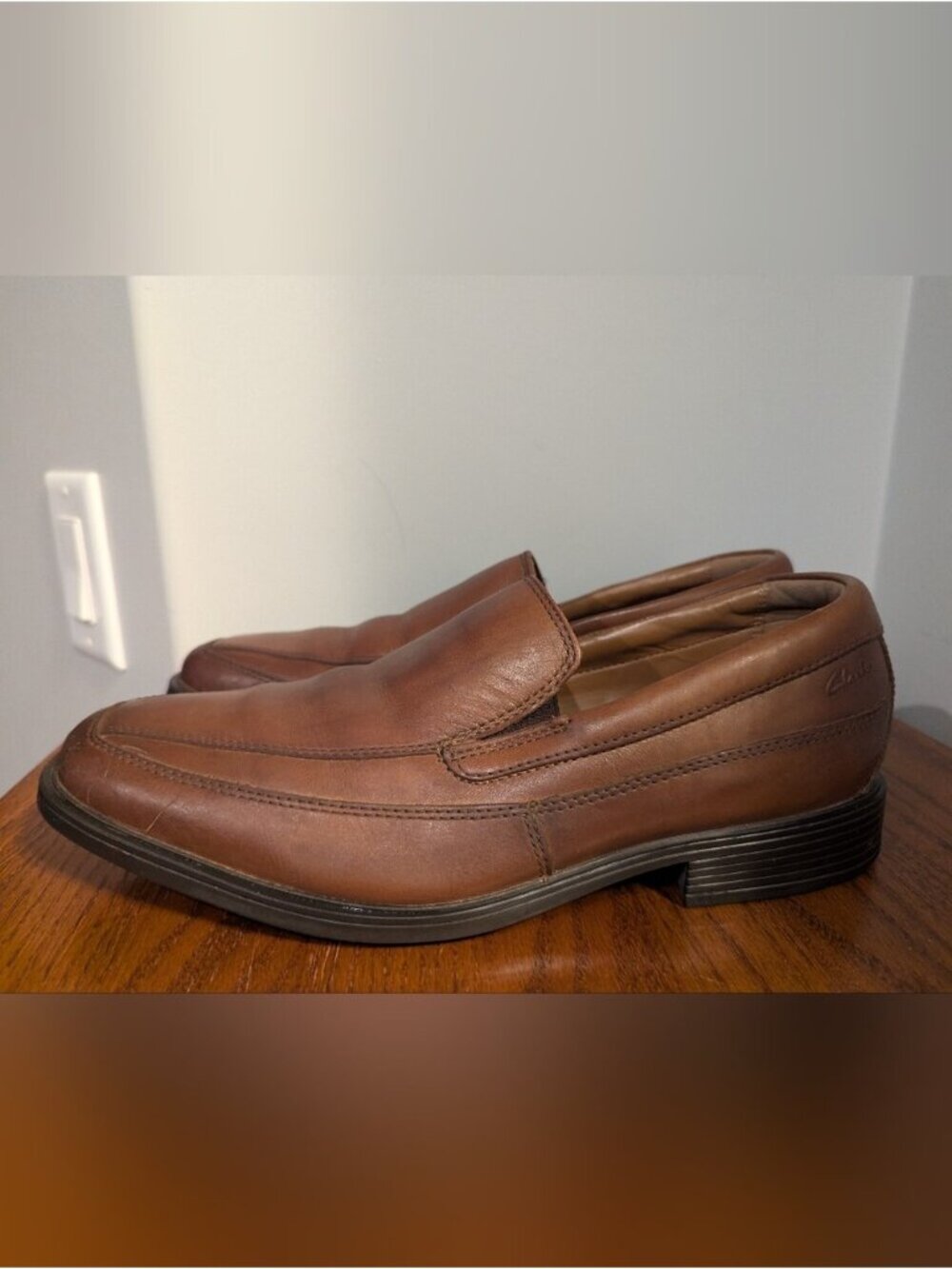 Clarks Men's  Loafer Shoes Tilden Free Cognac Leather Slip On Ortholite Size 7 - Picture 12 of 12